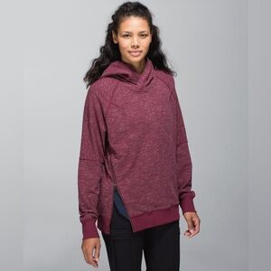 Lululemon Pullover Hoodie Om & Roam Side Zip Sweatshirt Heathered Rust Berry 10